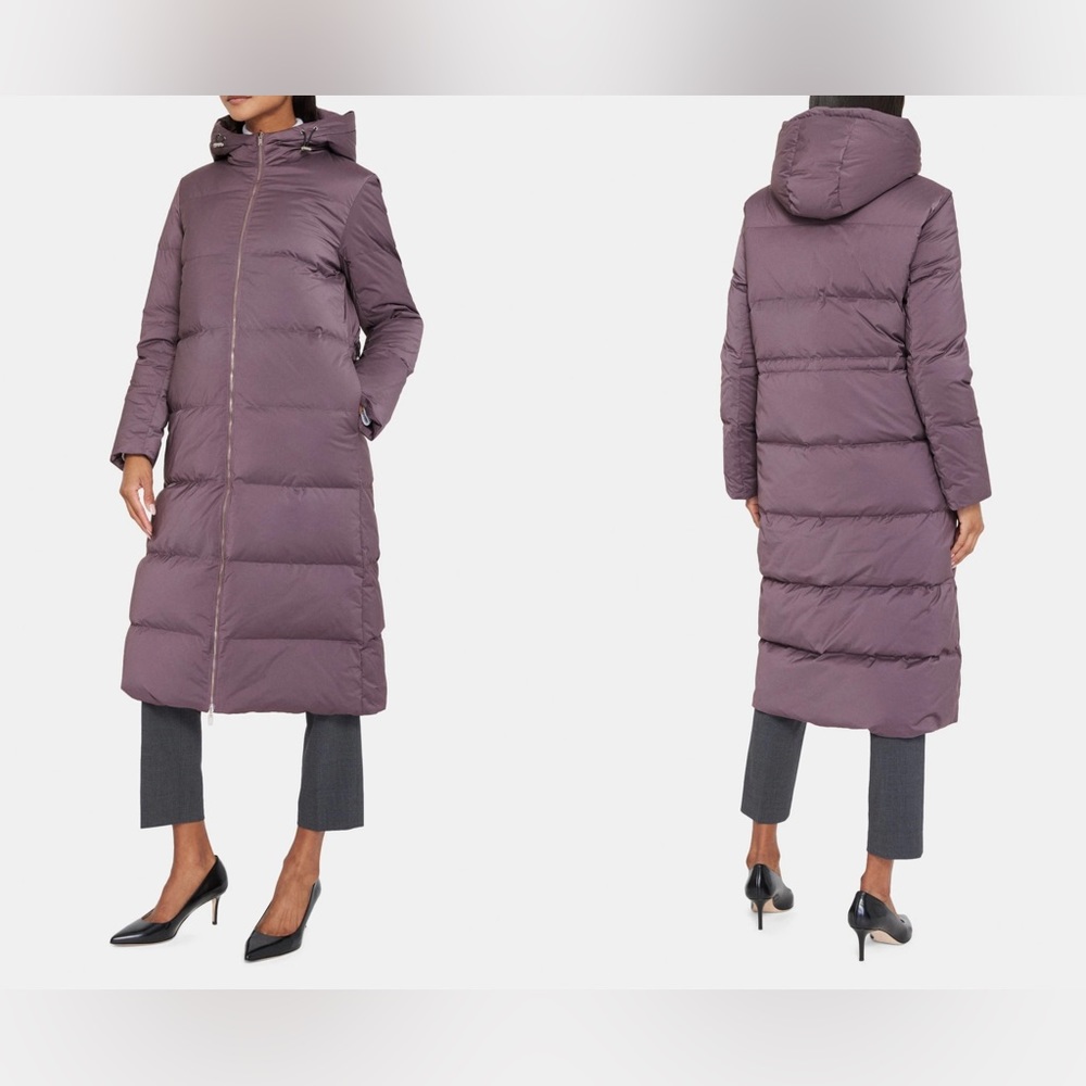 Theory Hooded Puffer Coat in City Poly LAVENDER GREY
